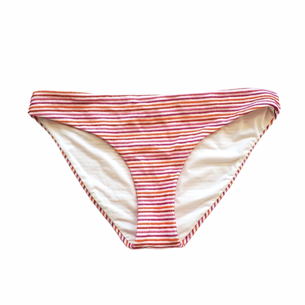 Onia Swim Pink Orange Red White Stripe Cheeky Bikini Bottoms Sz Small